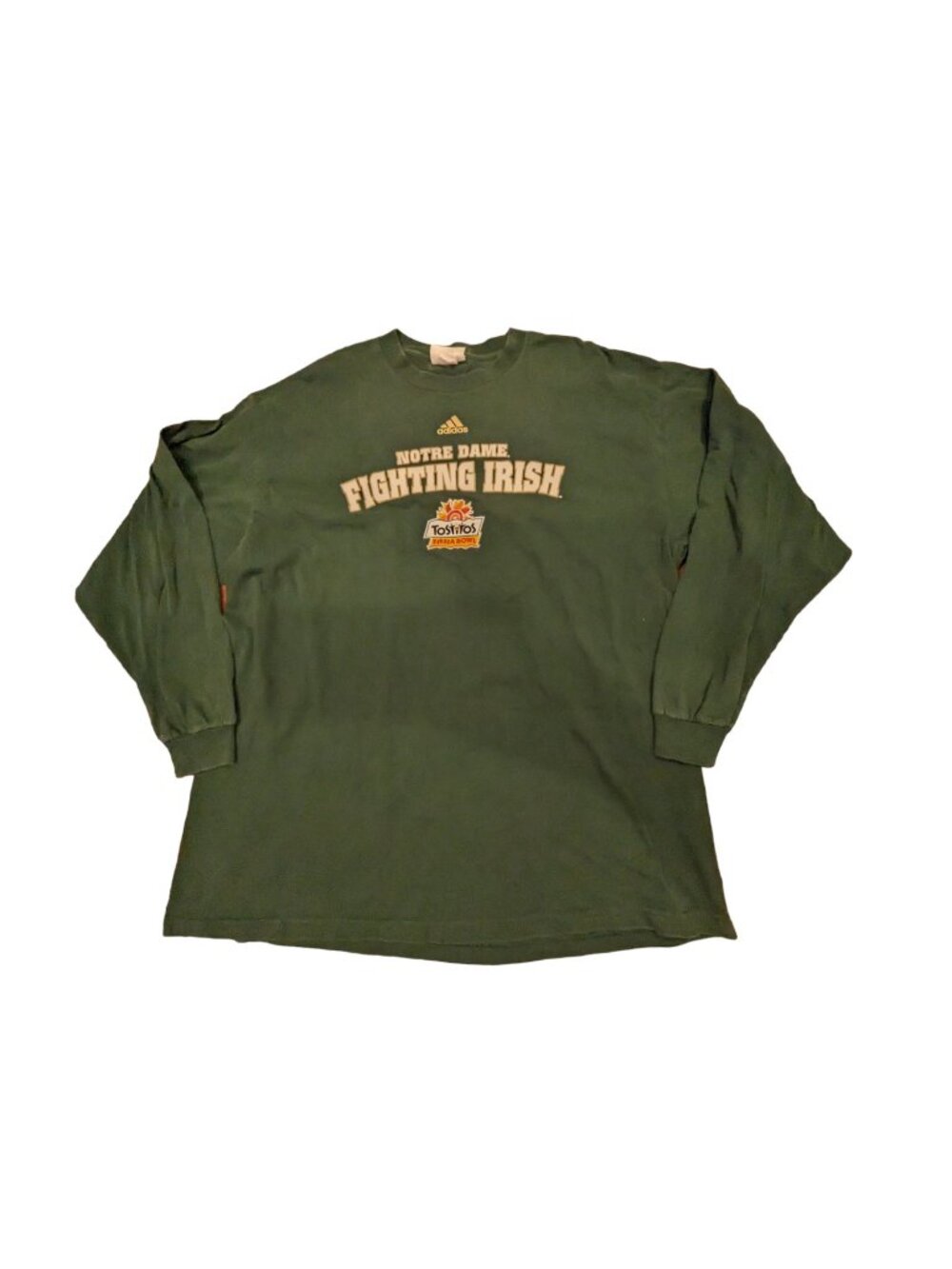 Vintage Adidas Notre Dame Fighting Irish Tostitos Fiesta Bowl Green LS Shirt XL